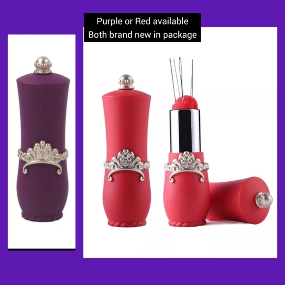 5/25 sewing pin cushion built into lipstick case rotates up down unique fun new - Picture 2 of 14